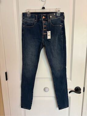 NWT Express Women's Mid Rise Perfect Button-Fly Skinny Jeans, 6L
